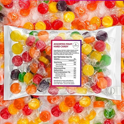 Assorted Fruit Hard Candy, 90 Pcs Individually Wrapped Fruit Drops Bulk 16 oz Bag Classic Hard Boiled Sweets for Office Candy Dish, Party Favors