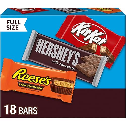 HERSHEY'S, KIT KAT and REESE'S Assorted Milk Chocolate Candy Variety Box, 27.3 oz (18 Pieces)