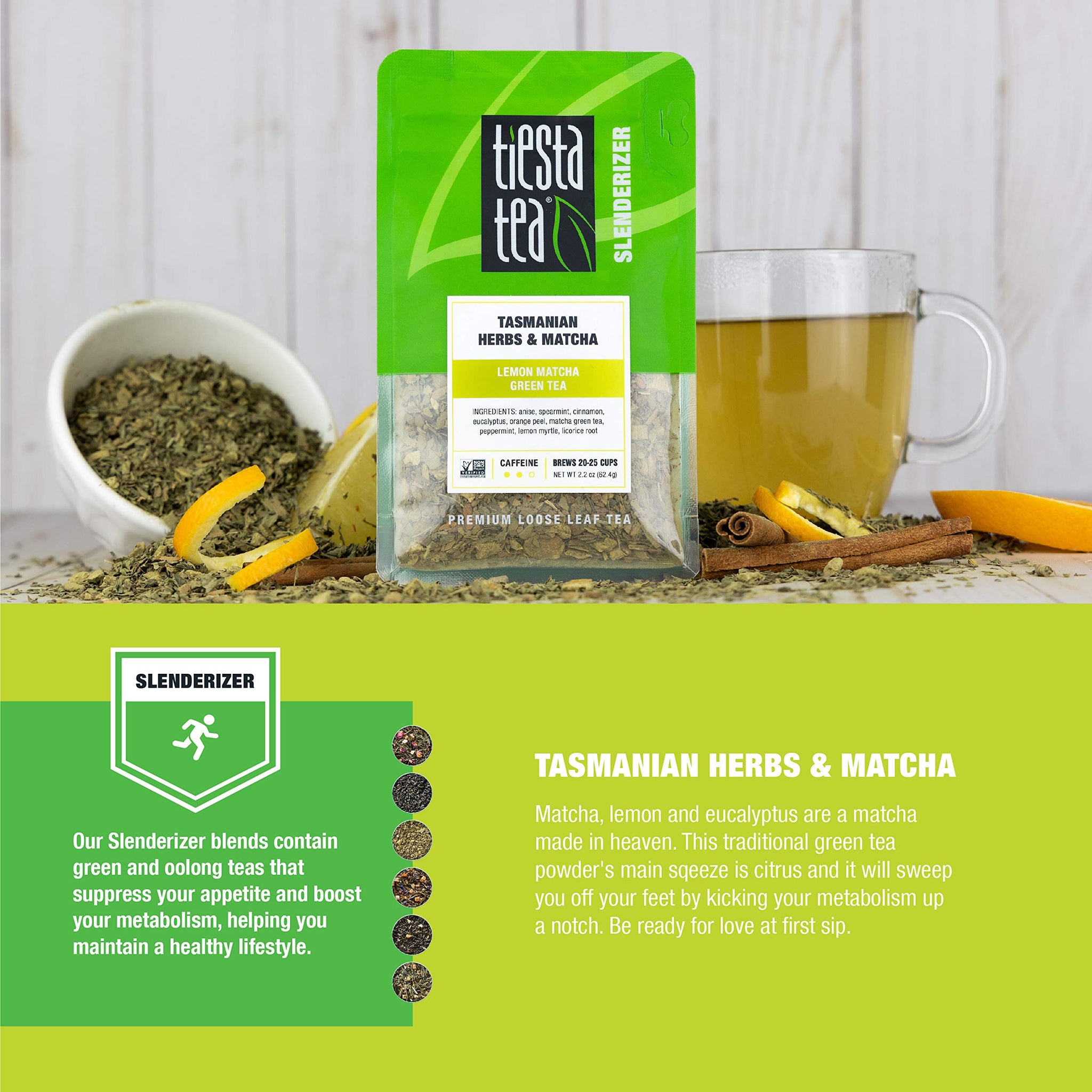 Tiesta Tea - Aromatic Lemon Matcha Green Tea - Tasmanian Herbs & Matcha, Premium Loose Leaf Tea Blend, No-Brewing, Boost Metabolism, Refreshing Blend