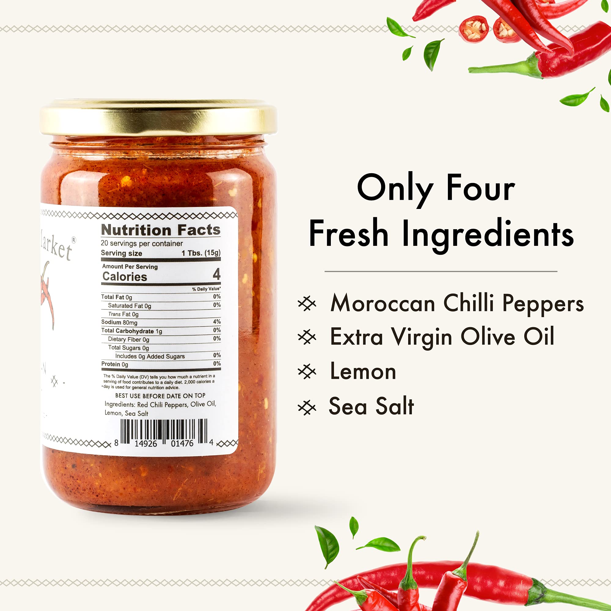 Casablanca Market Harissa Gourmet Hot Sauce -Harissa Sauce - Moroccan North African Spice Best Hot Sauce Gift Harissa Seasoning - Harissa Spice Red