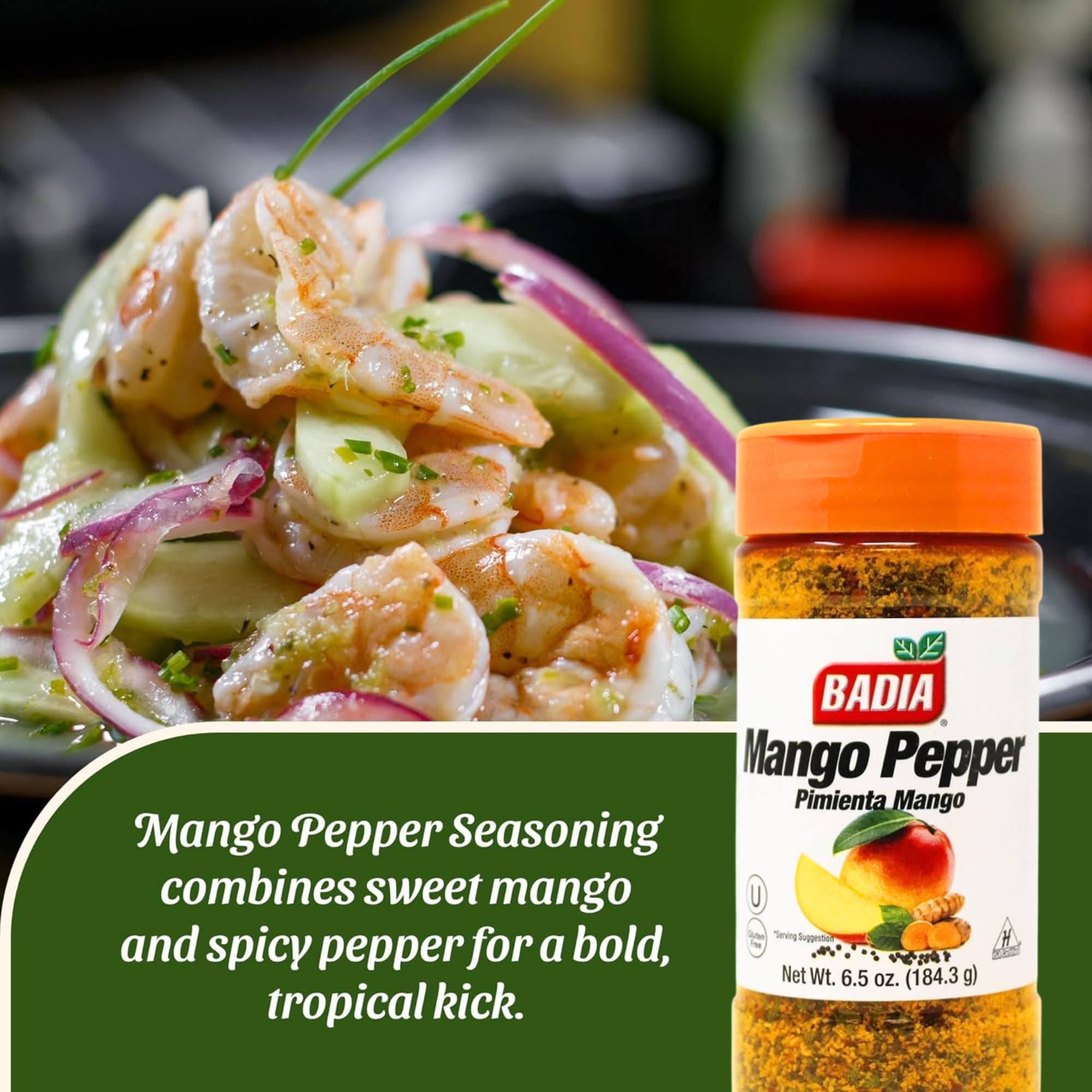 Badia Mango Pepper Seasoning, 6.5 oz - Sweet & Zesty Citrus Pepper Blend for Chicken, Seafood & Vegetables