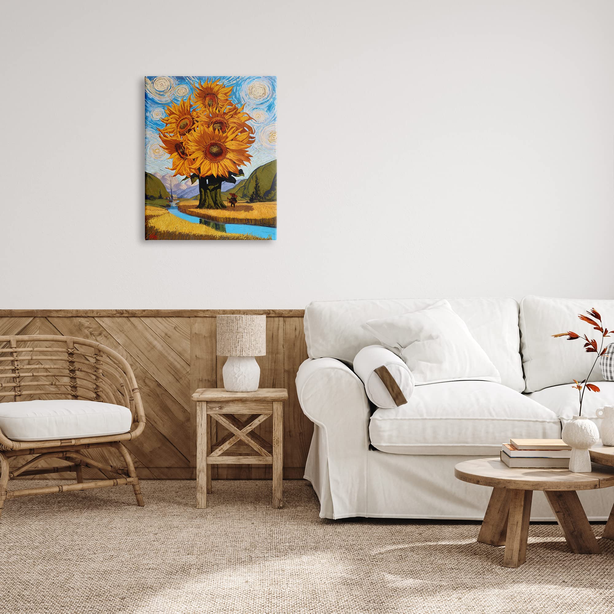 Stupell Industries Giant Sunflower Stalk Country Side Landscape Spiral Sky Canvas Wall Art, Design by Thomas Fluharty