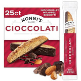Nonni's Cioccolati Dark Chocolate Almond Biscotti Cookies - Individually Wrapped Italian Coffee Snack, Crunchy Twice-Baked, 21.5 oz Carton
