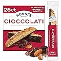 Nonni's Cioccolati Dark Chocolate Almond Biscotti Cookies - Individually Wrapped Italian Coffee Snack, Crunchy Twice-Baked, 21.5 oz Carton