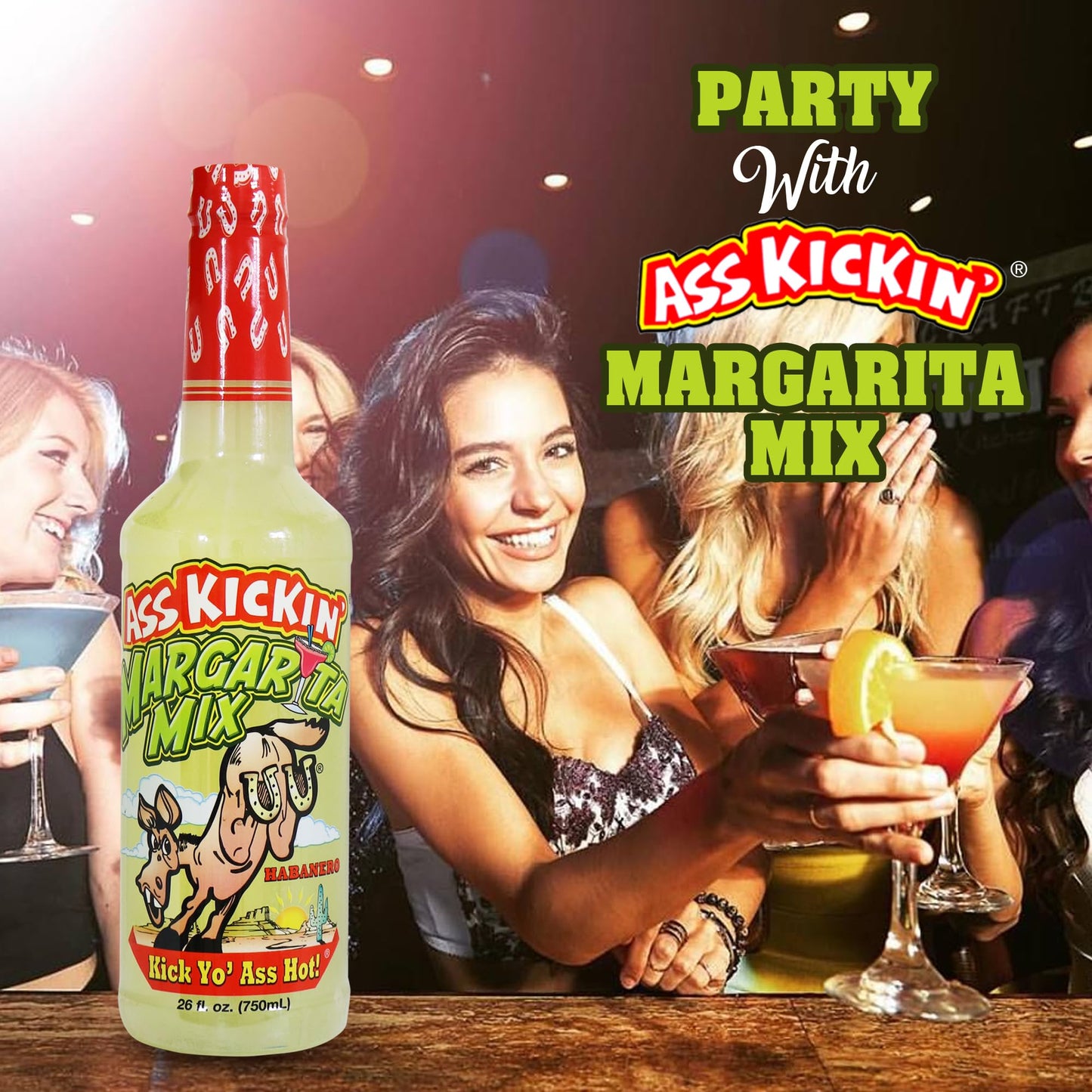 ASS KICKIN' - Margarita Mix with Habanero Pepper - 26oz. - Perfect Spicy Margarita Mix - Just Add Your Favorite Tequila, Pour into Your Marg Glasses