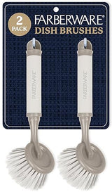 Farberware Dish Brush with Handle - 2 Pack Kitchen Scrub Brush for Dishes, Non-Scratch Dishwashing Brush Set with Firm Bristles for Pots, Pans