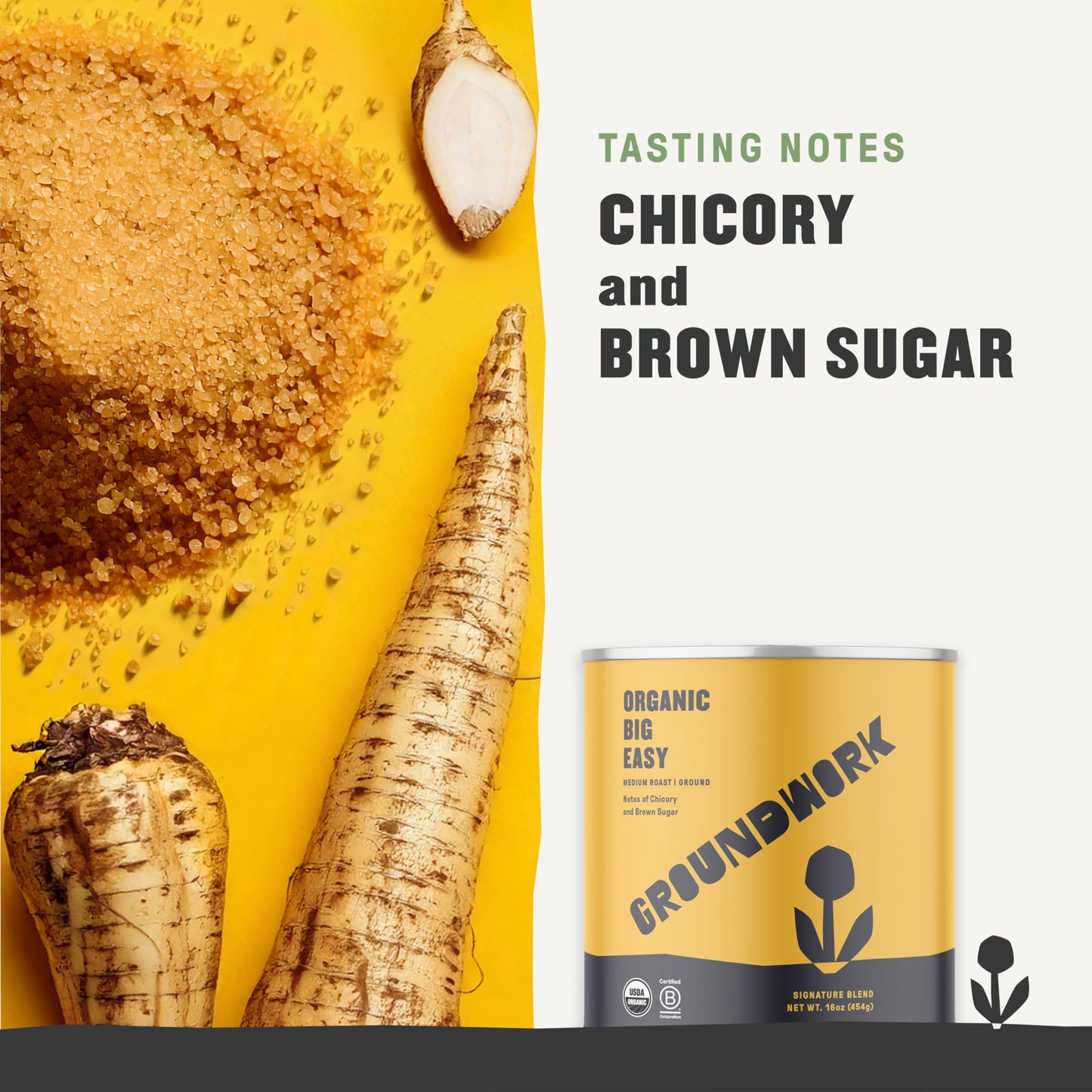 Groundwork USDA Organic Ground Medium Roast Coffee, Big Easy, 16 Ounce Can