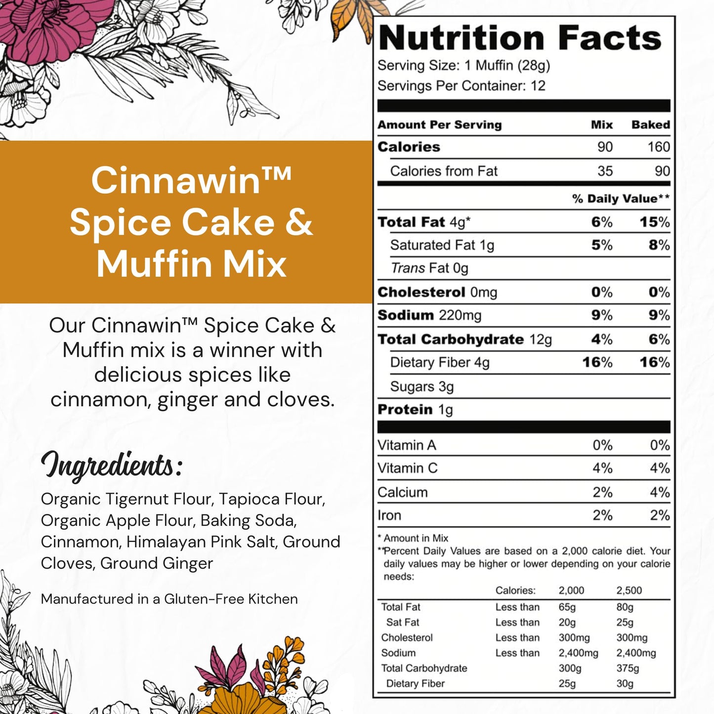 eat G.A.N.G.S.T.E.R. Cinnawin Spice Cake & Muffin Mix, Allergy-Friendly Baking Mix, Grain-Free, No Dairy, Nuts, Gluten, Dairy, For Paleo & AIP Diets, Delicious Cakes, Muffins and Cupcakes