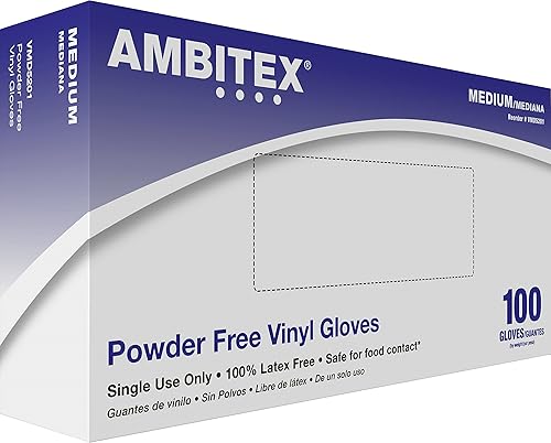 AMBITEX Non-Sterile Powder-Free General Purpose Vinyl Glove Small [Box of 100]