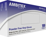AMBITEX Non-Sterile Powder-Free General Purpose Vinyl Glove Small [Box of 100]