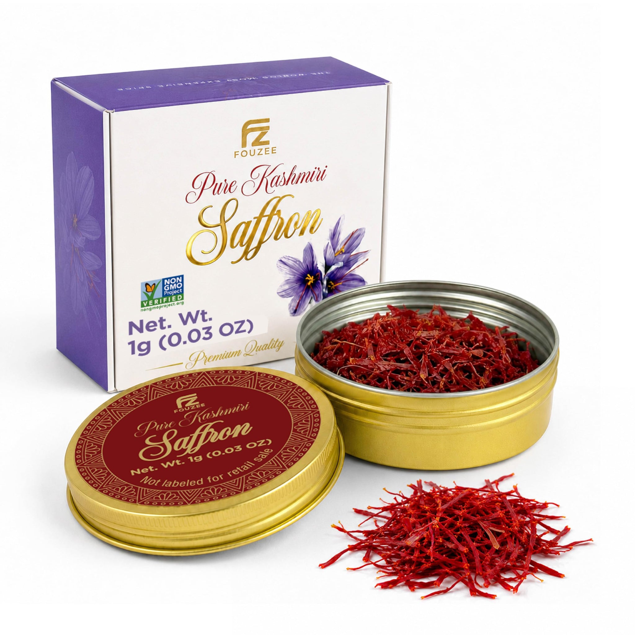 Pure Saffron Threads - (5.0 Gram Tin Pack) Handpicked Kashmiri Saffron, All-Red Tips with Strong Aroma & Rich Flavor, Ideal for Tea, Biryani, Paella