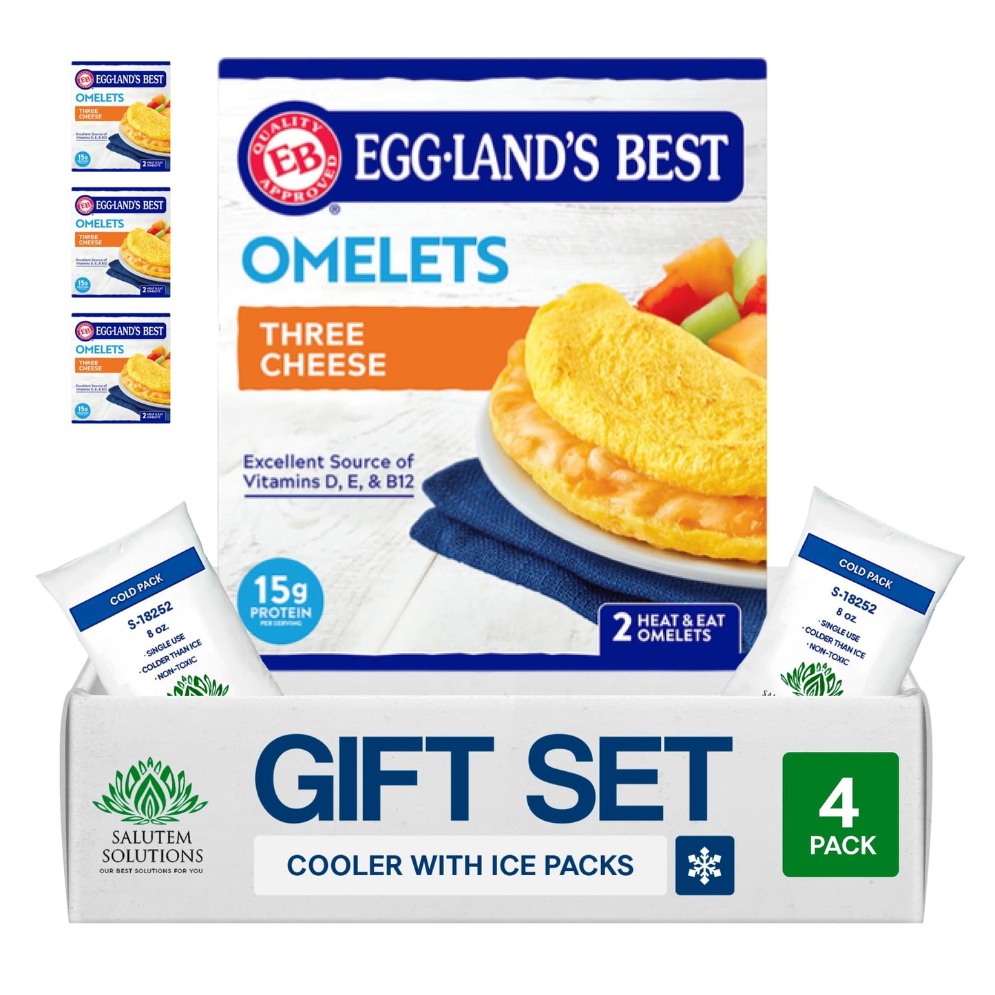 Salutem Vita - Three Cheese Omelets, Gourmet Breakfast Gift Set - Pack of 4