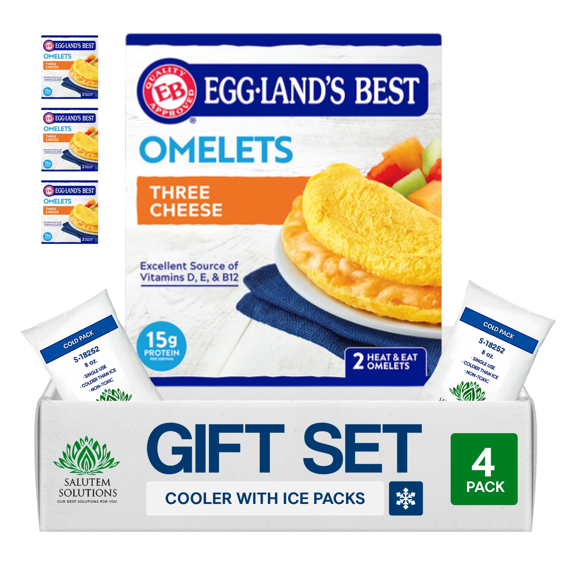 Salutem Vita - Three Cheese Omelets, Gourmet Breakfast Gift Set - Pack of 4