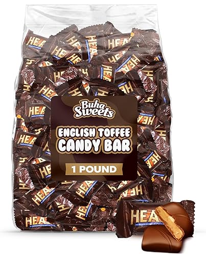 Bulk English Toffee Chocolate Candy Bars (Approx 55 Pieces, 1 Pound) - Crunchy Toffee Covered in Rich Milk Chocolate, Perfect Mini Bars for Parties