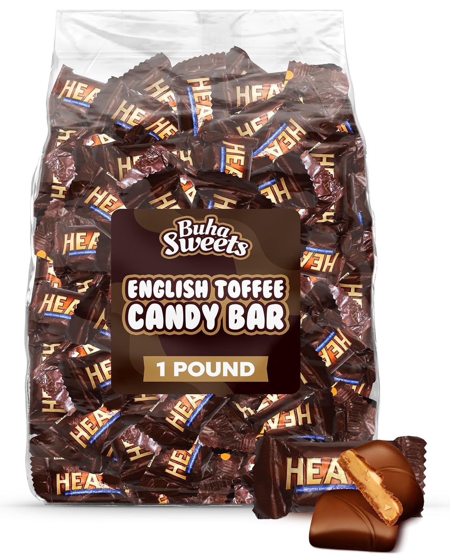 Bulk English Toffee Chocolate Candy Bars (Approx 55 Pieces, 1 Pound) - Crunchy Toffee Covered in Rich Milk Chocolate, Perfect Mini Bars for Parties