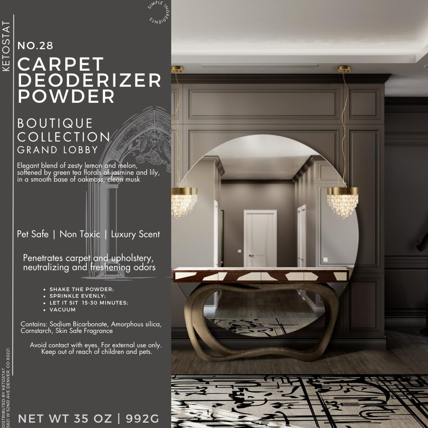 Carpet Deodorizer 35 Oz Carpet Freshner Powder (Grand Lobby -Sweet, zesty and deep woody)