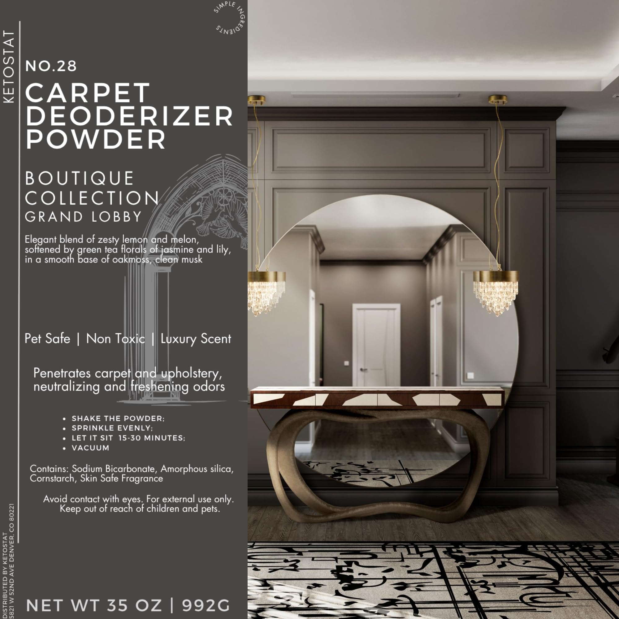 Carpet Deodorizer 35 Oz Carpet Freshner Powder (Grand Lobby -Sweet, zesty and deep woody)