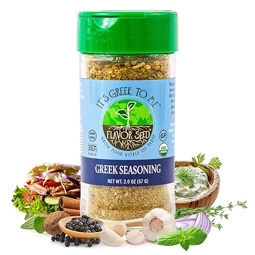 Organic Greek Seasoning Blend - It's Greek To Me by Flavor Seed, Mediterranean Herbs & Spices for Gyro, Tzatziki & Kebab, Carnivore & Keto Friendly