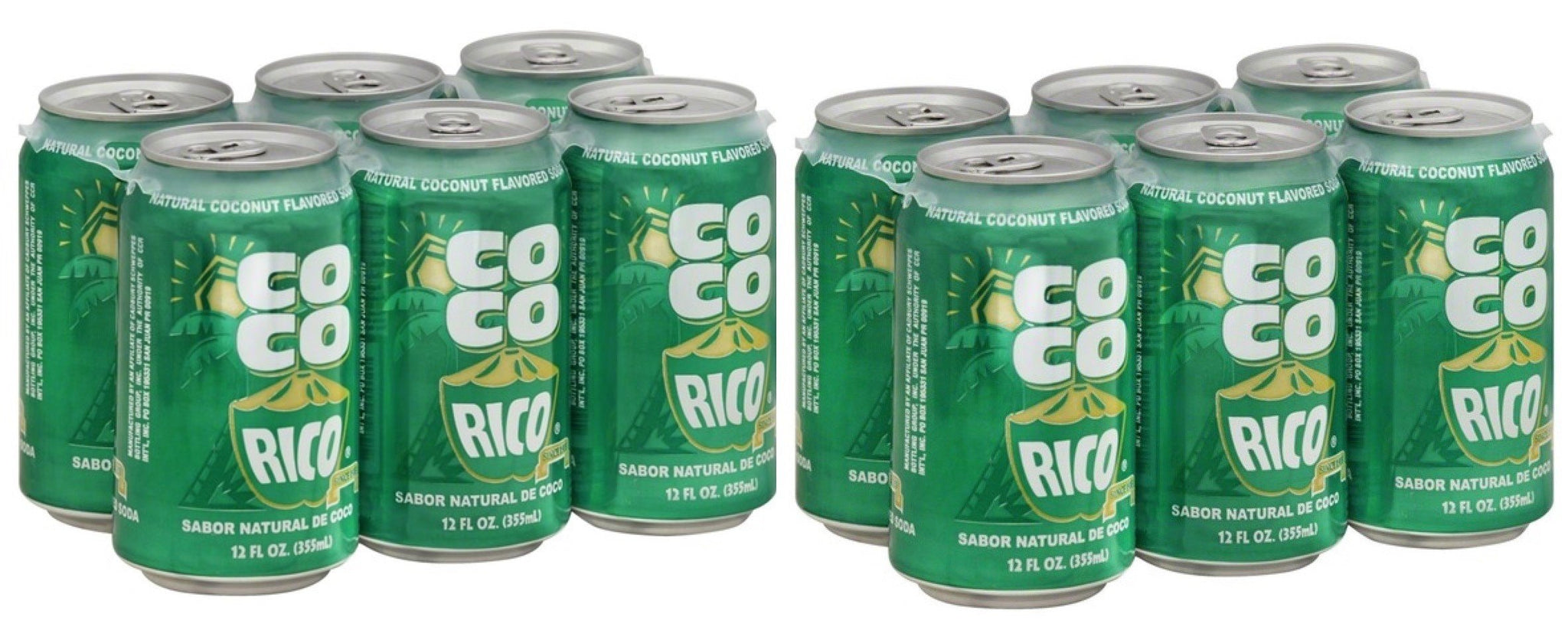 Coco Rico - Natural Coconut Flavored Soda from Puerto Rico - 12 Fl Oz Can per Six Pack (Count of 2)