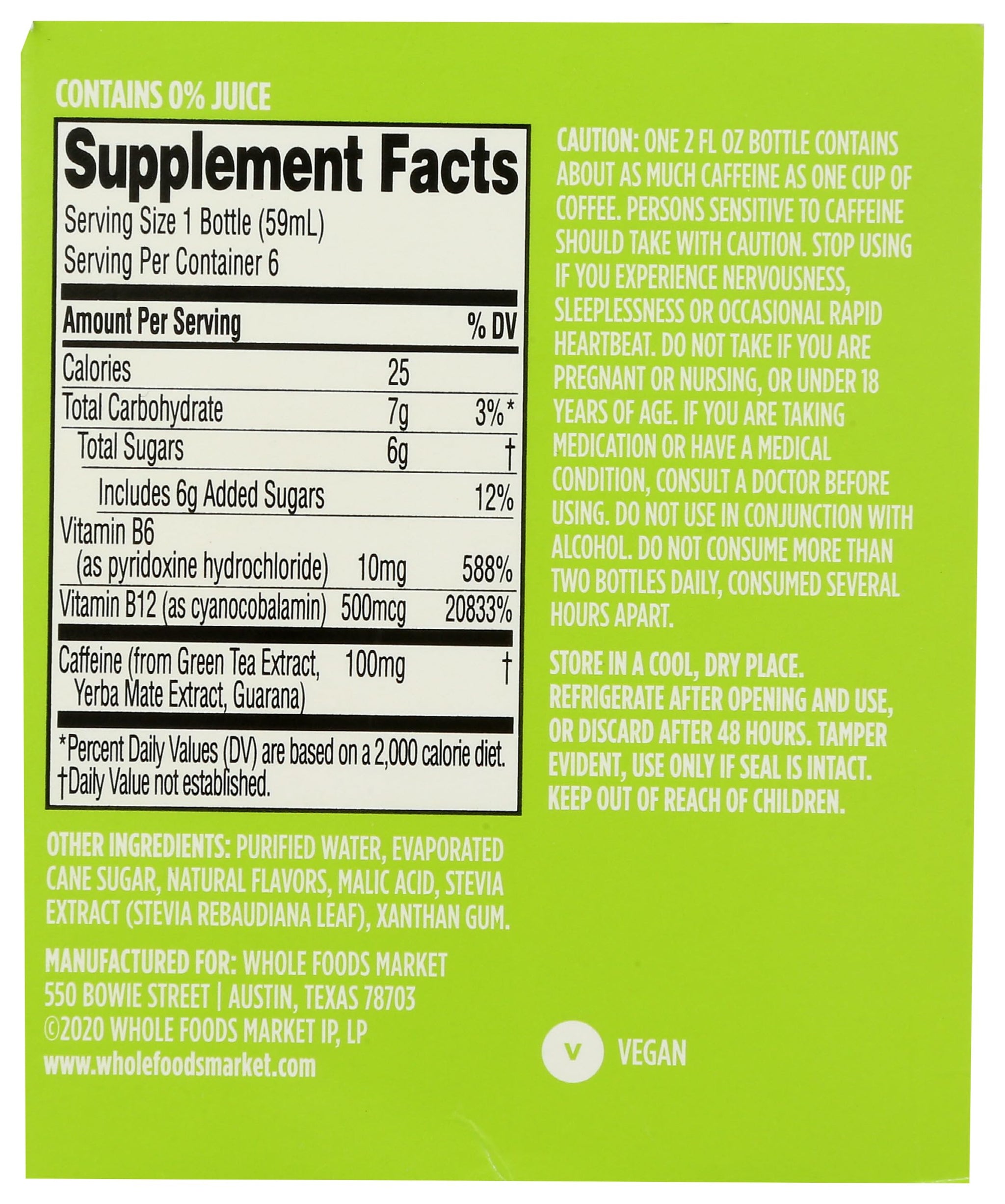 365 by Whole Foods Market Energy Shot, Cherry Limeade, 2 Fl Oz