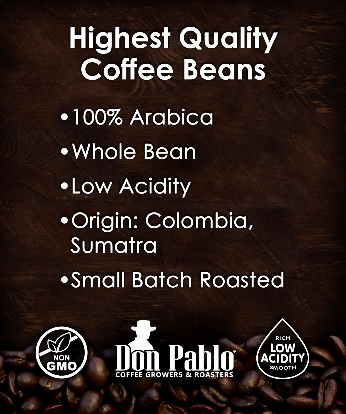 Cafe Don Pablo Gourmet Coffee Classic Italian Espresso Medium Dark Roast Whole Bean Coffee 2 LB
