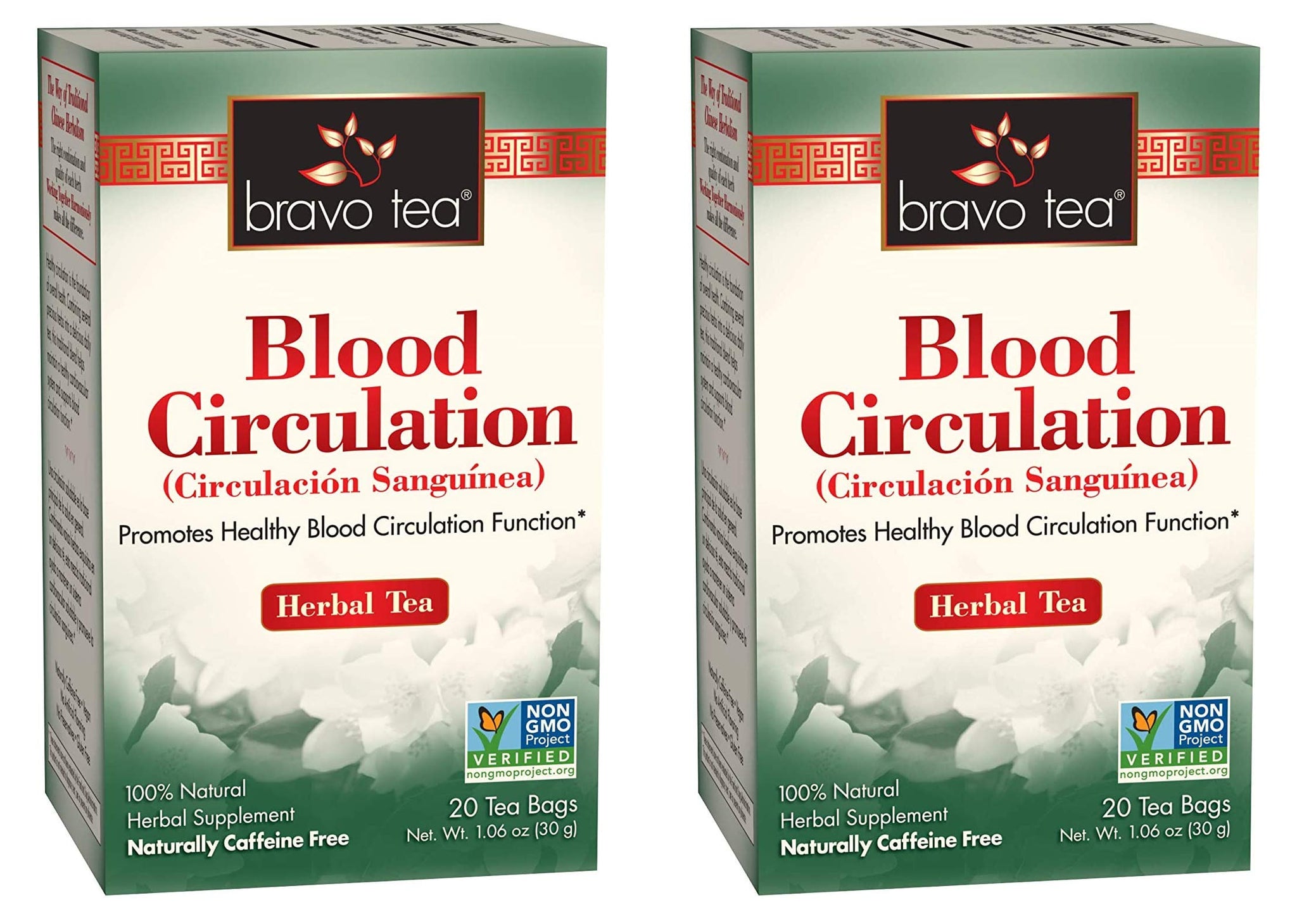 Bravo Tea, Blood Circulation Herbal Tea, Caffeine Free, 20 Tea Bags (20 Tea Bags (Two Pack))