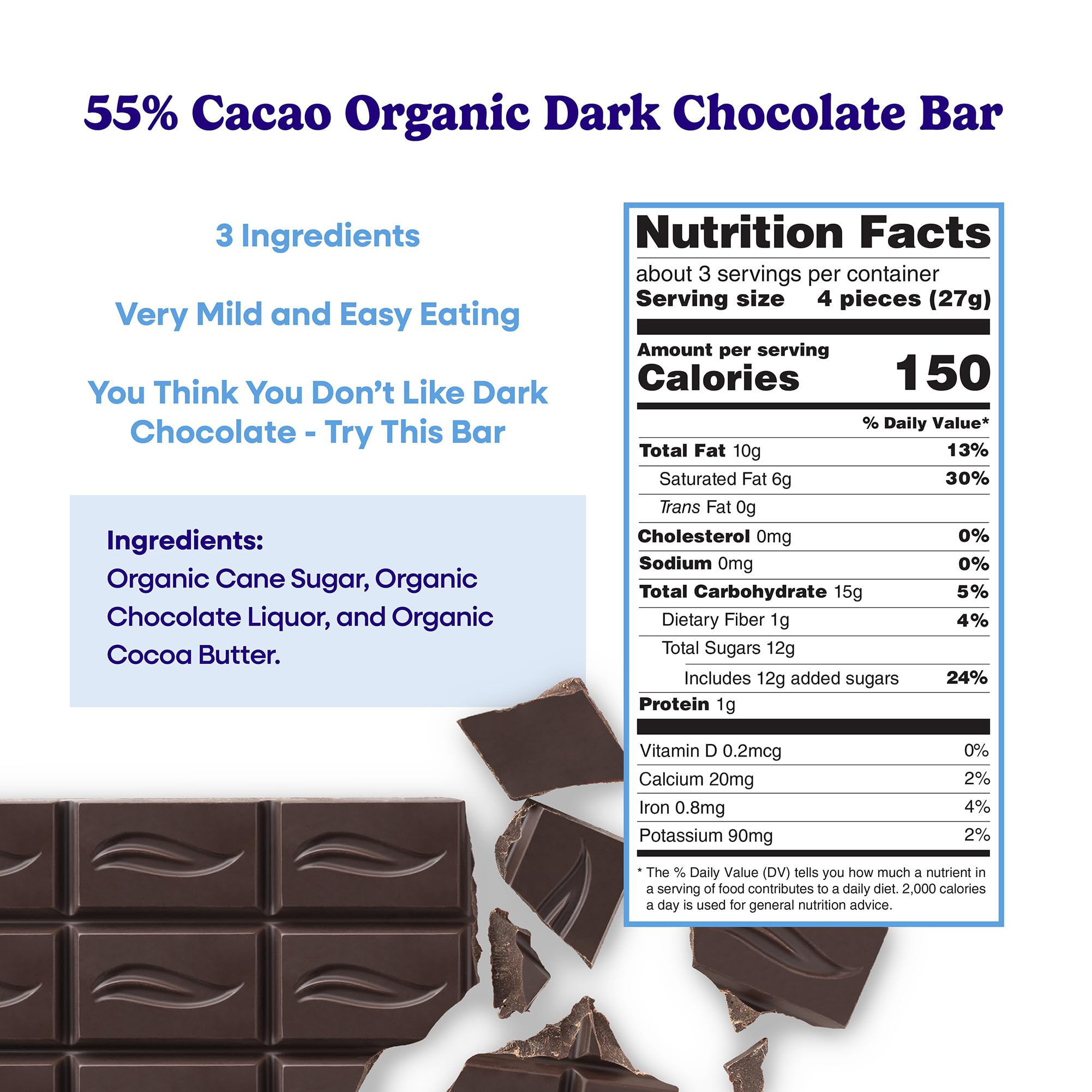 Pascha - Bar Chocolate 55% Cacao - Case of 10-2.82 Oz