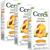 Ceres Peach Juice Blend, 3-Pack - 100% Natural, Rich in Vitamin C, No Added Sugar, Artificial Colors, or Flavors, Kosher Certified, 33.8 Oz Ea (1