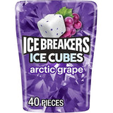 ICE BREAKERS Ice Cubes Arctic Grape Flavored Sugar Free Chewing Gum Bottle, 3.24 oz (40 Pieces)