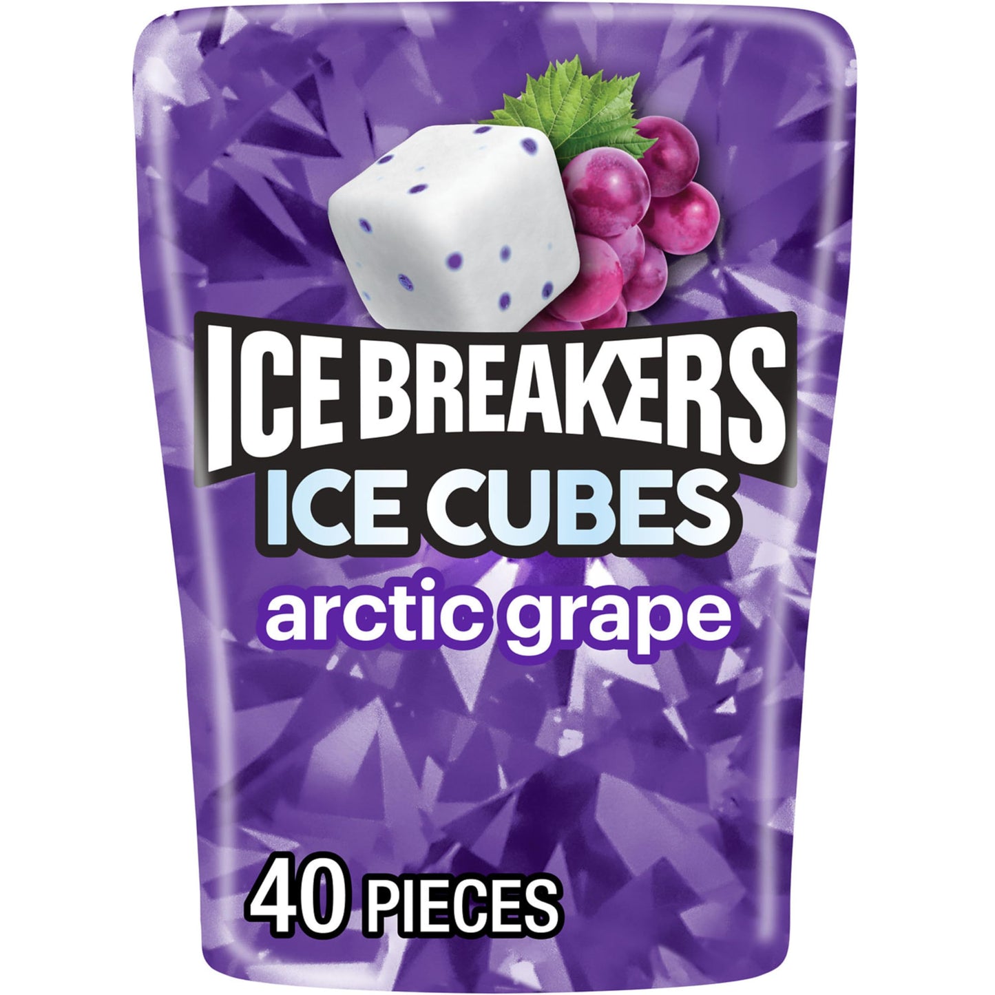 ICE BREAKERS Ice Cubes Arctic Grape Flavored Sugar Free Chewing Gum Bottle, 3.24 oz (40 Pieces)
