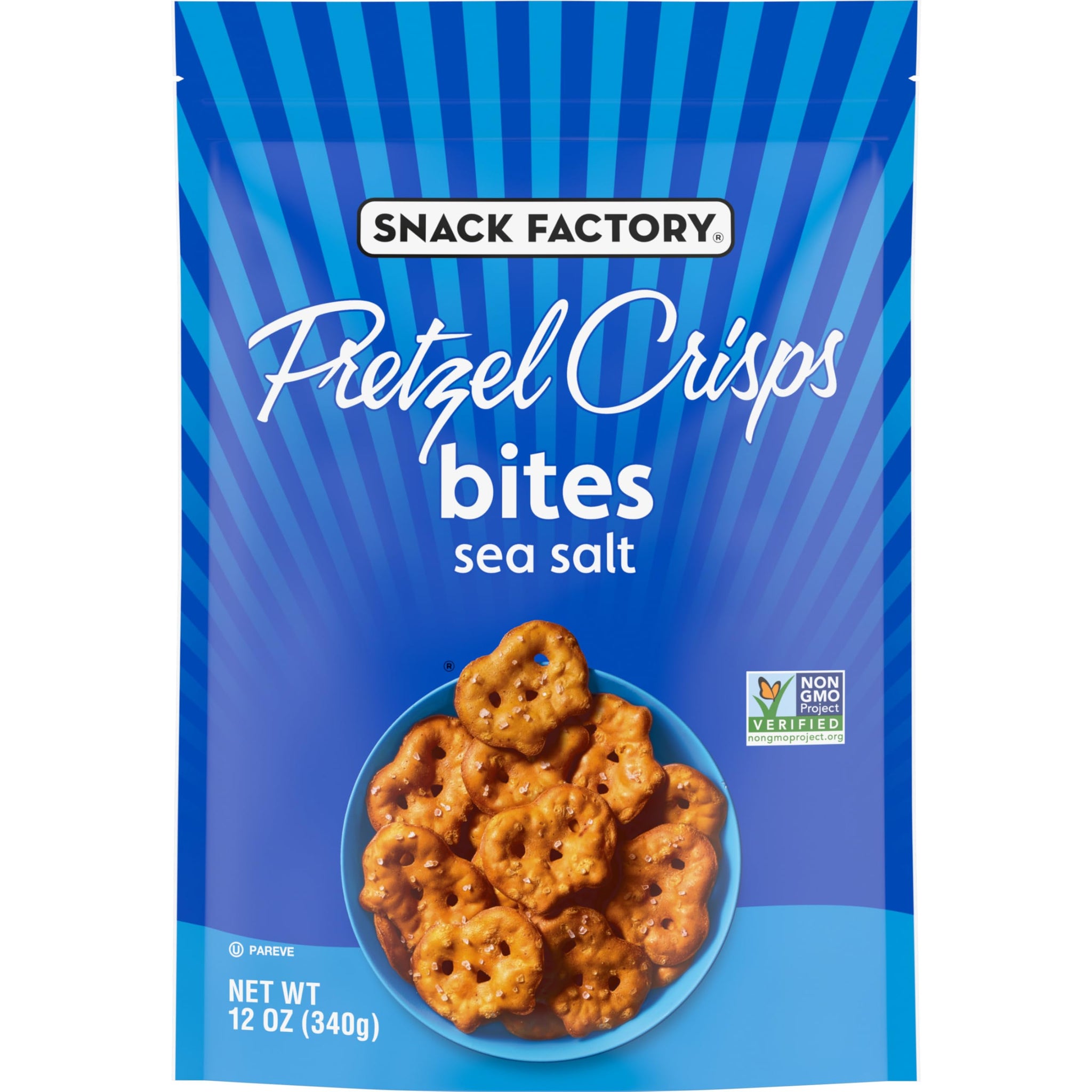 Snack Factory Pretzel Crisps Bites, Sea Salt Pretzels, 12 Oz