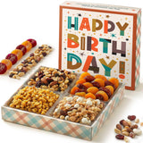 Broadway Basketeers Happy Birthday Gift Basket - Premium Dried Fruit and Nuts Gift Basket for any Celebrations - Happy Birthday Snacks for Men, Women