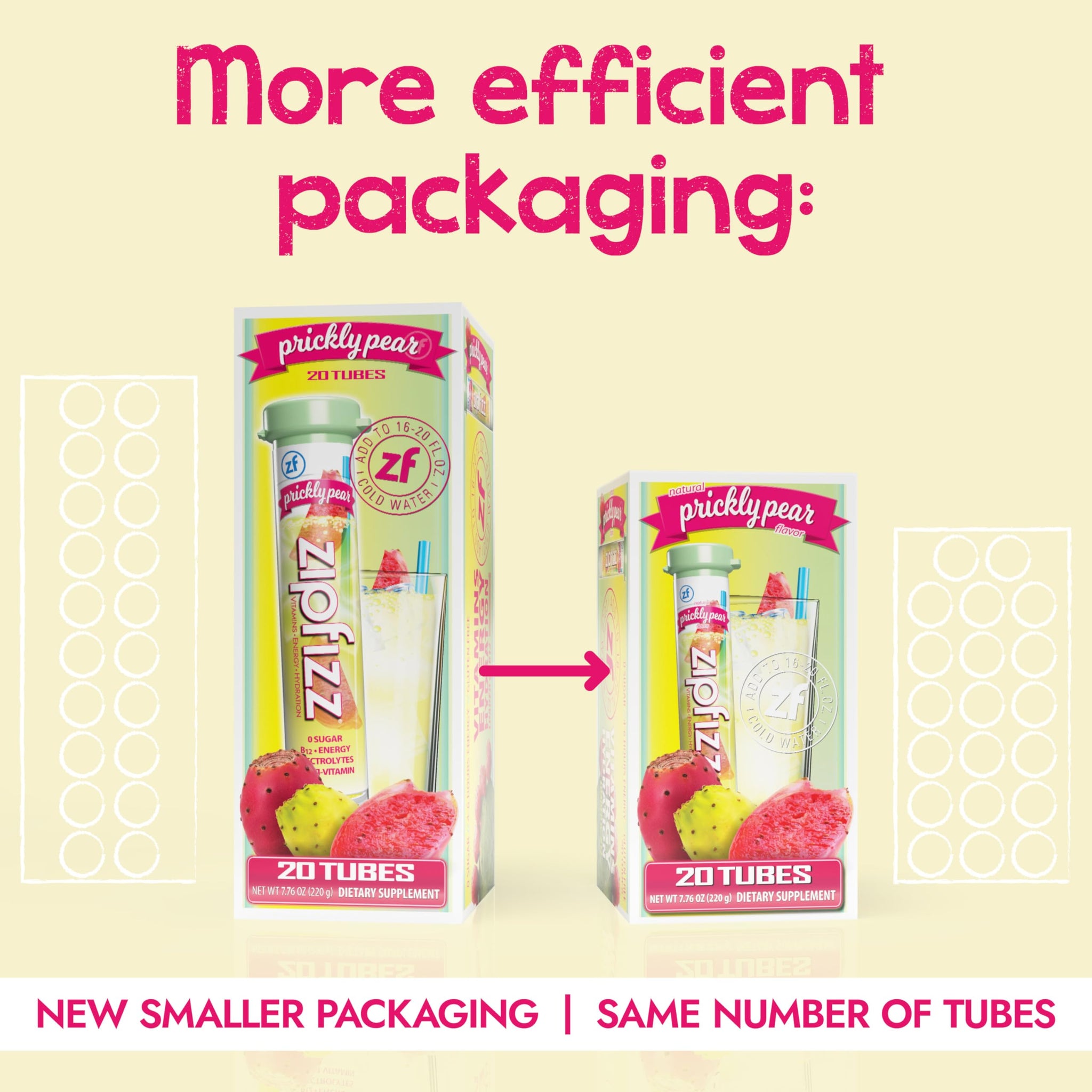 Zipfizz Daily Energy Drink Powder, Prickly Pear, 20 Pack | 3-in-1 Sustained Energy, Rapid Hydration, and Essential Vitamins | Sugar-Free | Electrolyte