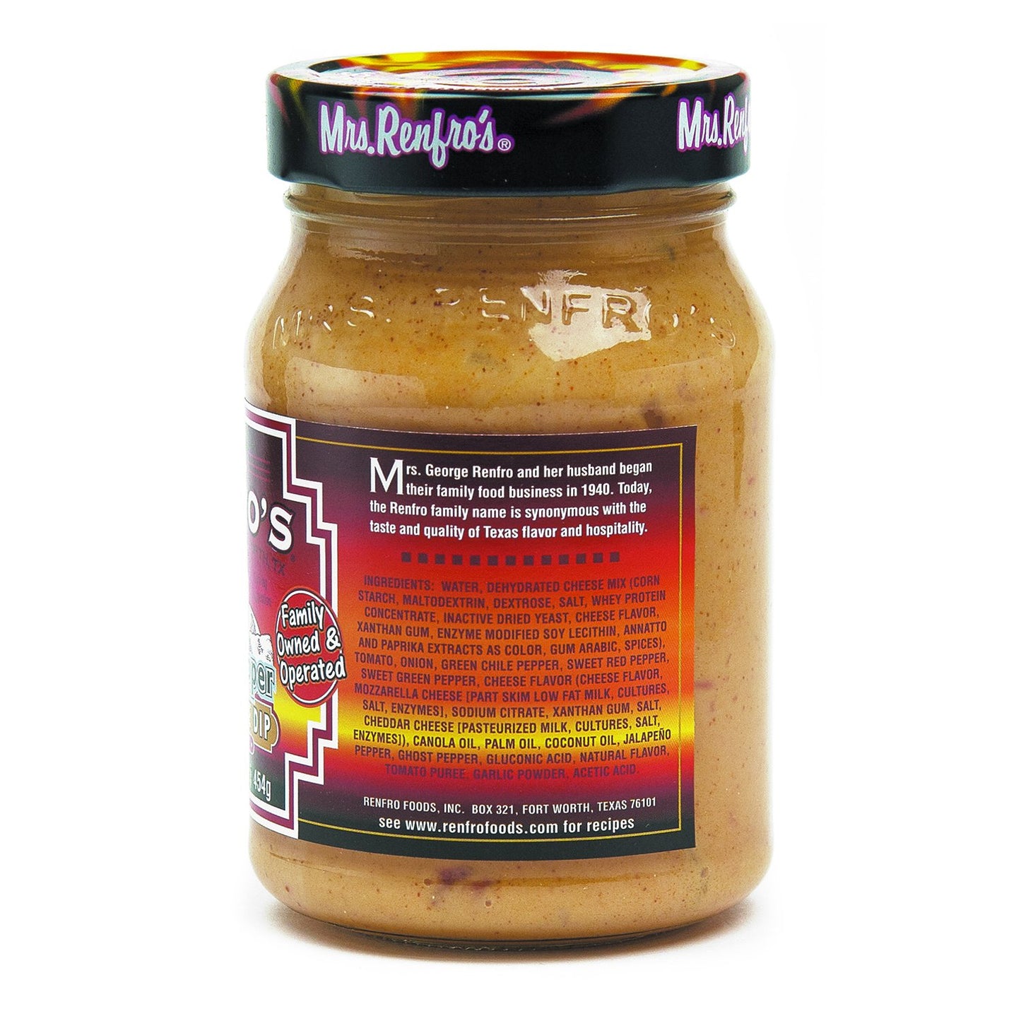 Mrs. Renfro's Ghost Pepper Nacho Cheese Dip, 16 oz Jar (Pack of 1) - Gluten Free Extra Hot Creamy Cheese Dip with Ghost Pepper - Ready-to-Serve