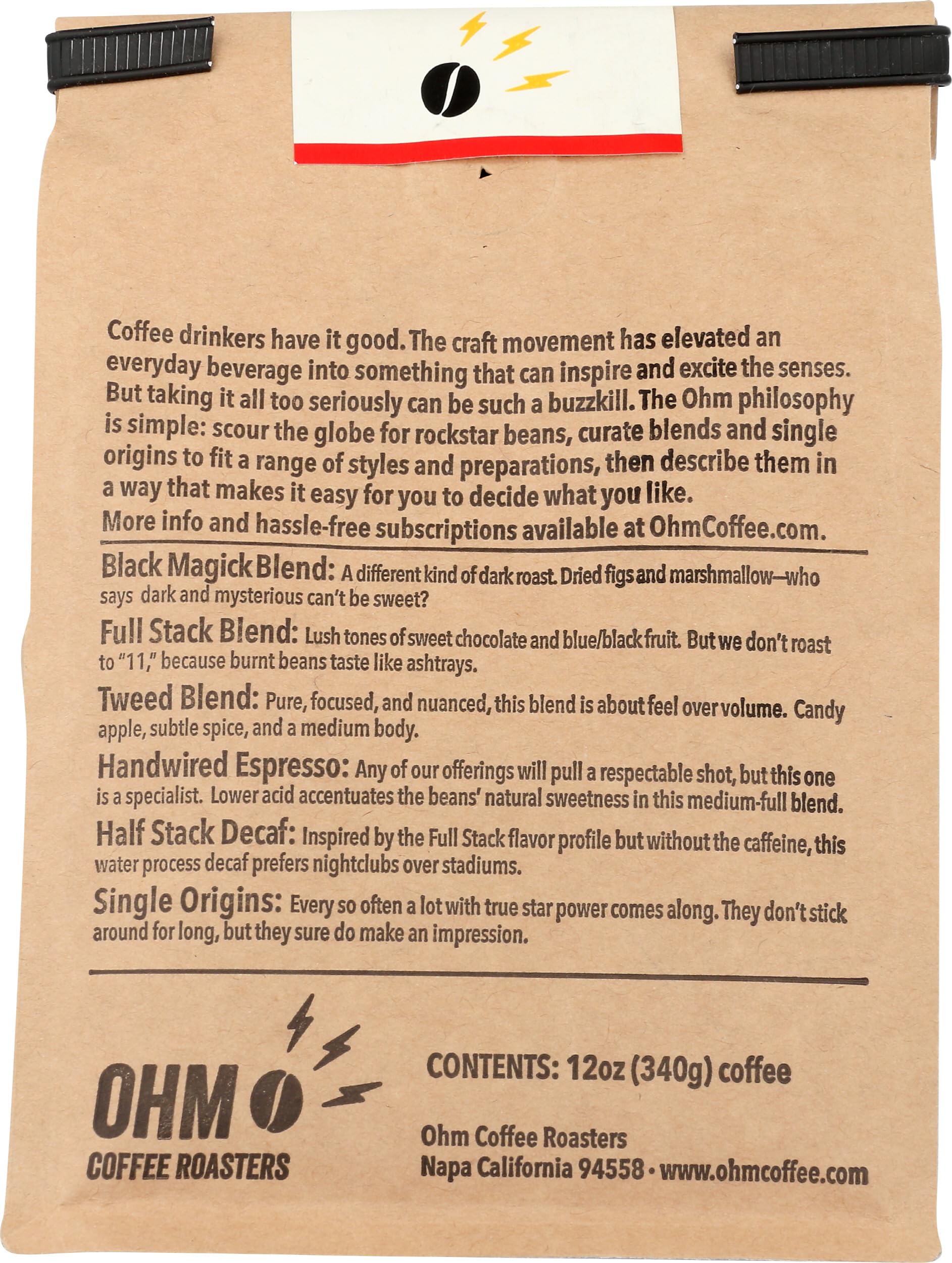 Ohm Coffee Roasters Black Magick Blend, Medium-Dark Roast, 12oz bag