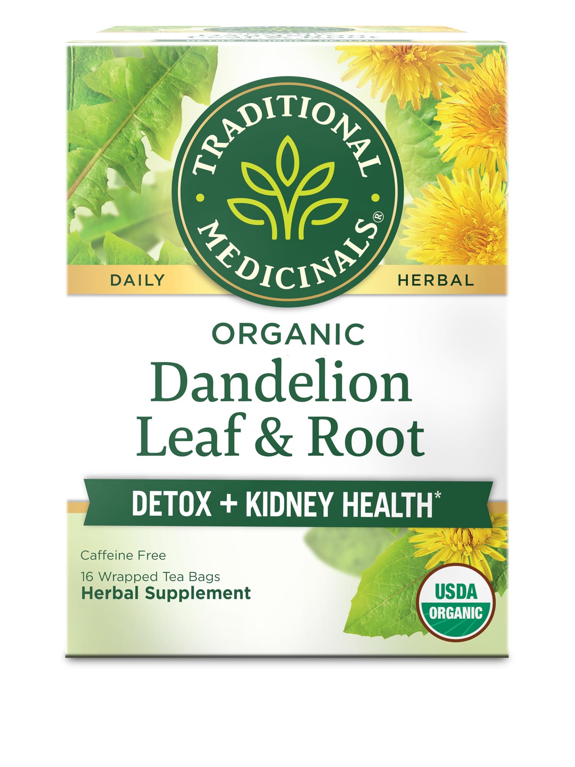 Traditional Medicinals Organic, Dandelion Leaf & Root - Dandelion Root Tea, Supports Normal Detox + Digestion - Kosher, Non-GMO, Caffeine-Free
