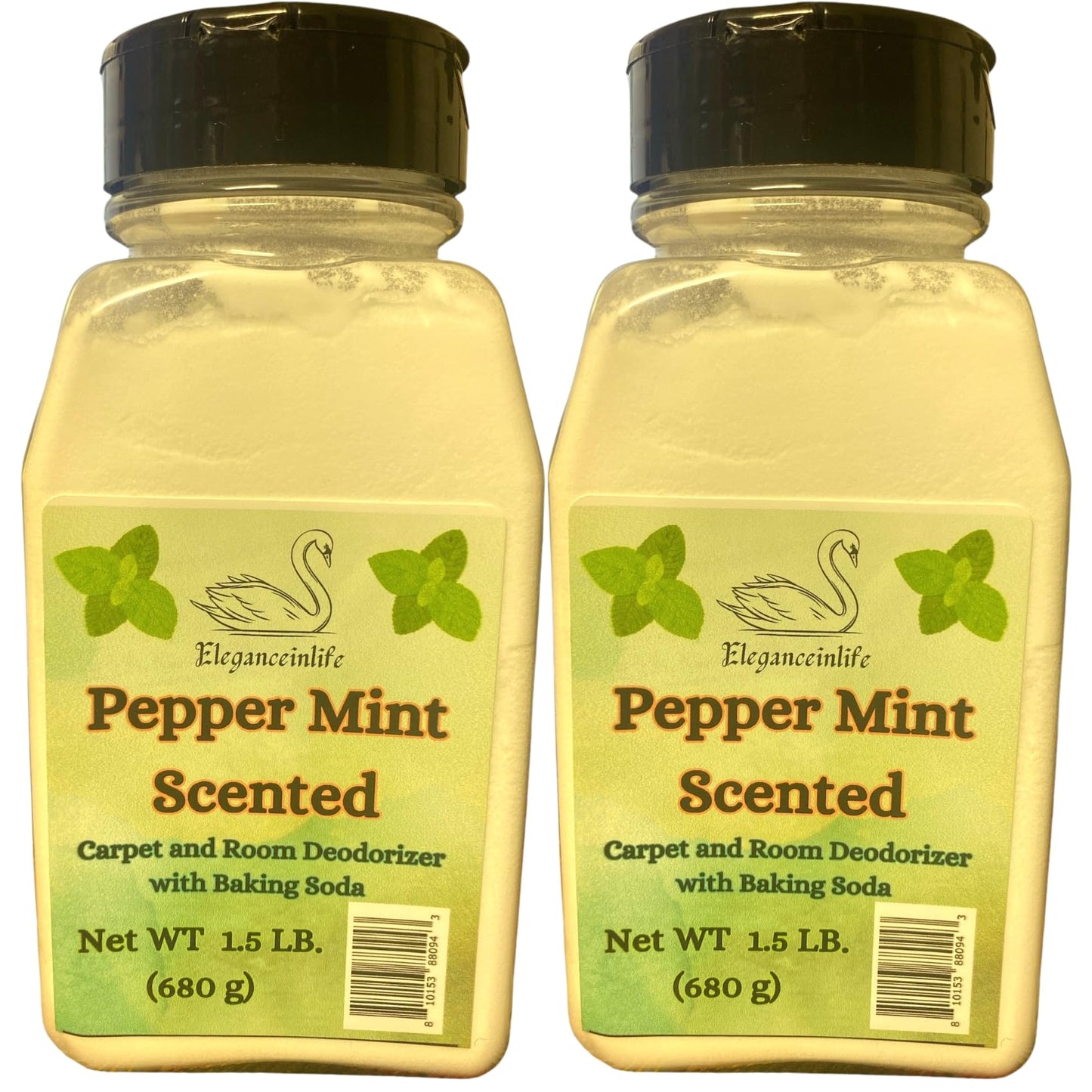 Eleganceinlife Peppermint Scented Carpet and Room Deodorizer with Baking Soda, 1.5 LB (680 g) Each - Fresh Mint, Odor Neutralizer, Pack of 2