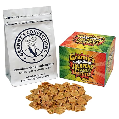 Granny's Confections Old-Fashioned Jalapeño Peanut Brittle - Spicy Gourmet Candy 1Lb Bag (454g). Amazing Balance of Sweet and Heat. Amazing Gift