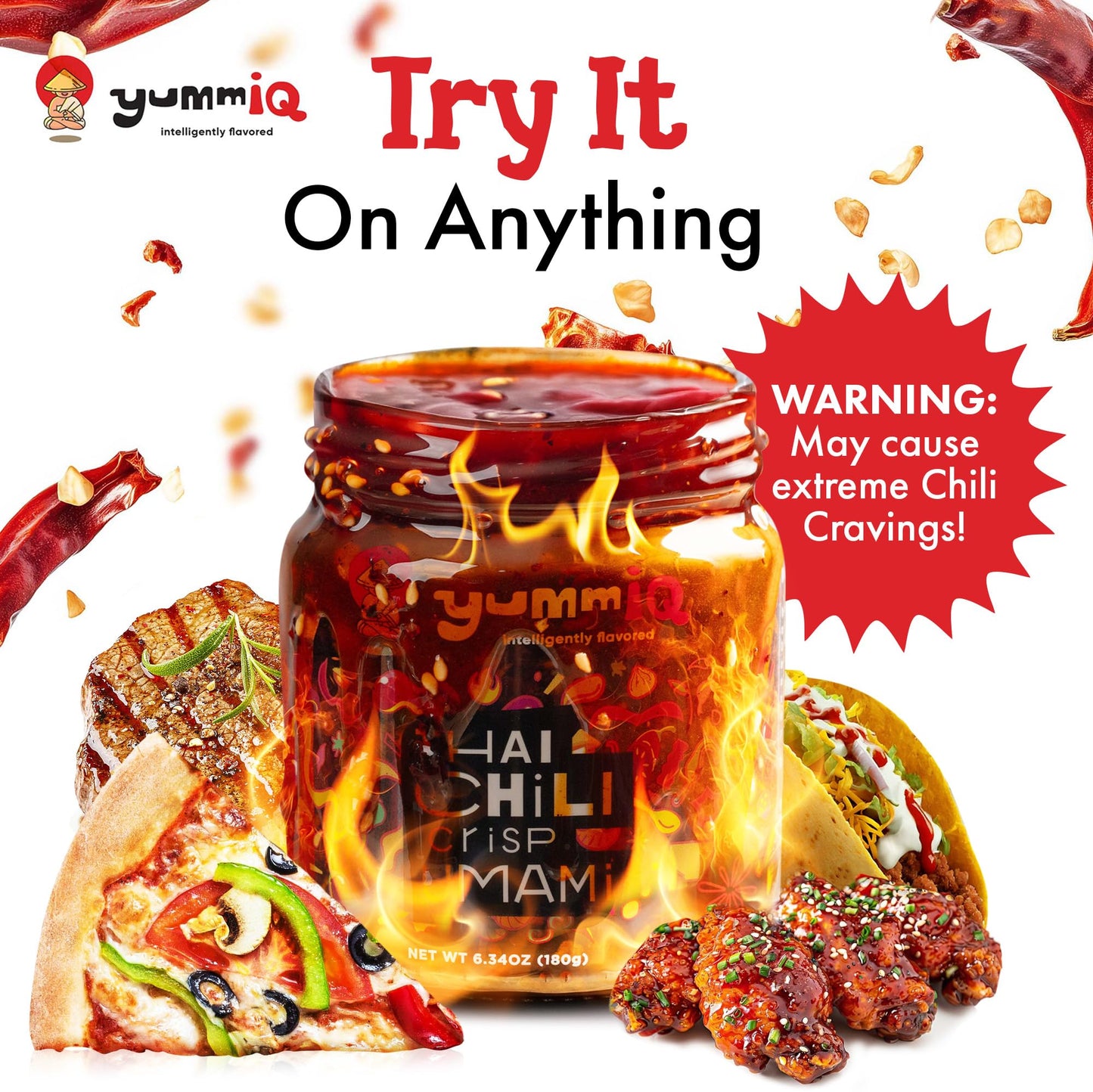 Thai Chili Crisp Umami Sauce - Crunchy Spicy Garlic with Fresh Peppers - Vegan, No MSG or Preservatives Bold Flavor - Hot Oil Condiment for Noodles