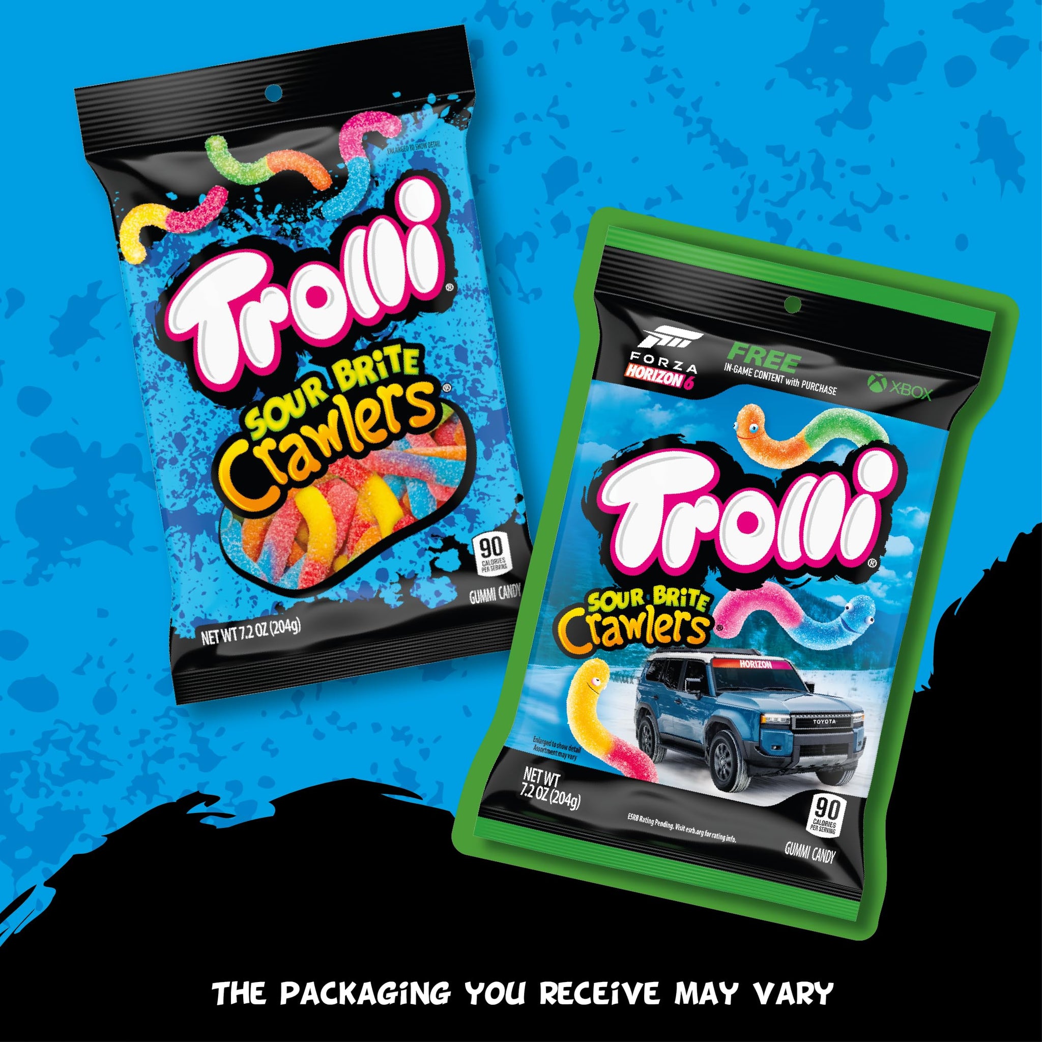 Trolli Sour Brite Crawlers Candy, Cherry-Lemon, Strawberry-Grape & Orange-Lime, Sweet and Sour, Gummy Worms, 7.2 oz