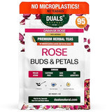 Edible Rose Buds & Petals - Damask Rose for Cooking, Baking, Rose Tea & Garnish - 100% Natural, Non-GMO, Caffeine-Free - 4oz, 95 Servings - Duals