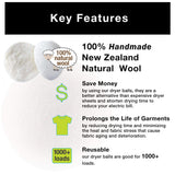 Smart Design Wool Dryer Balls - Natural Eco Fabric Softener - Eliminates Wrinkles & Reduces Static - for Laundry, Clothes, Fabrics - Home Organization