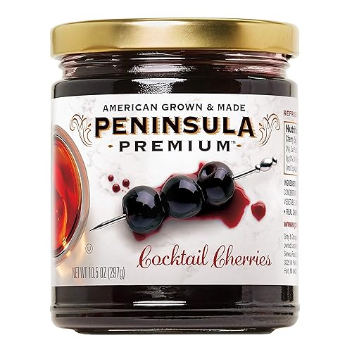 Peninsula Premium Cocktail Cherries | Award Winning | Deep Burgundy-Red | Silky Smooth, Rich Syrup | Luxe Fruit Forward, Sweet-Tart Flavor | Gourmet |