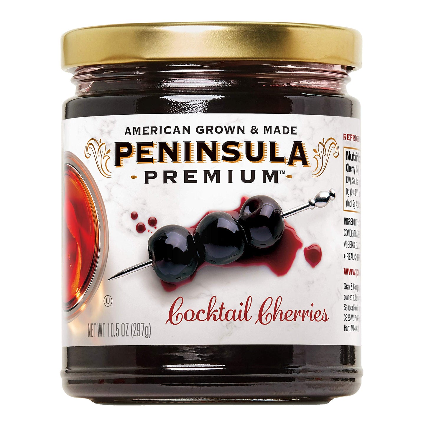Peninsula Premium Cocktail Cherries | Award Winning | Deep Burgundy-Red | Silky Smooth, Rich Syrup | Luxe Fruit Forward, Sweet-Tart Flavor | Gourmet |