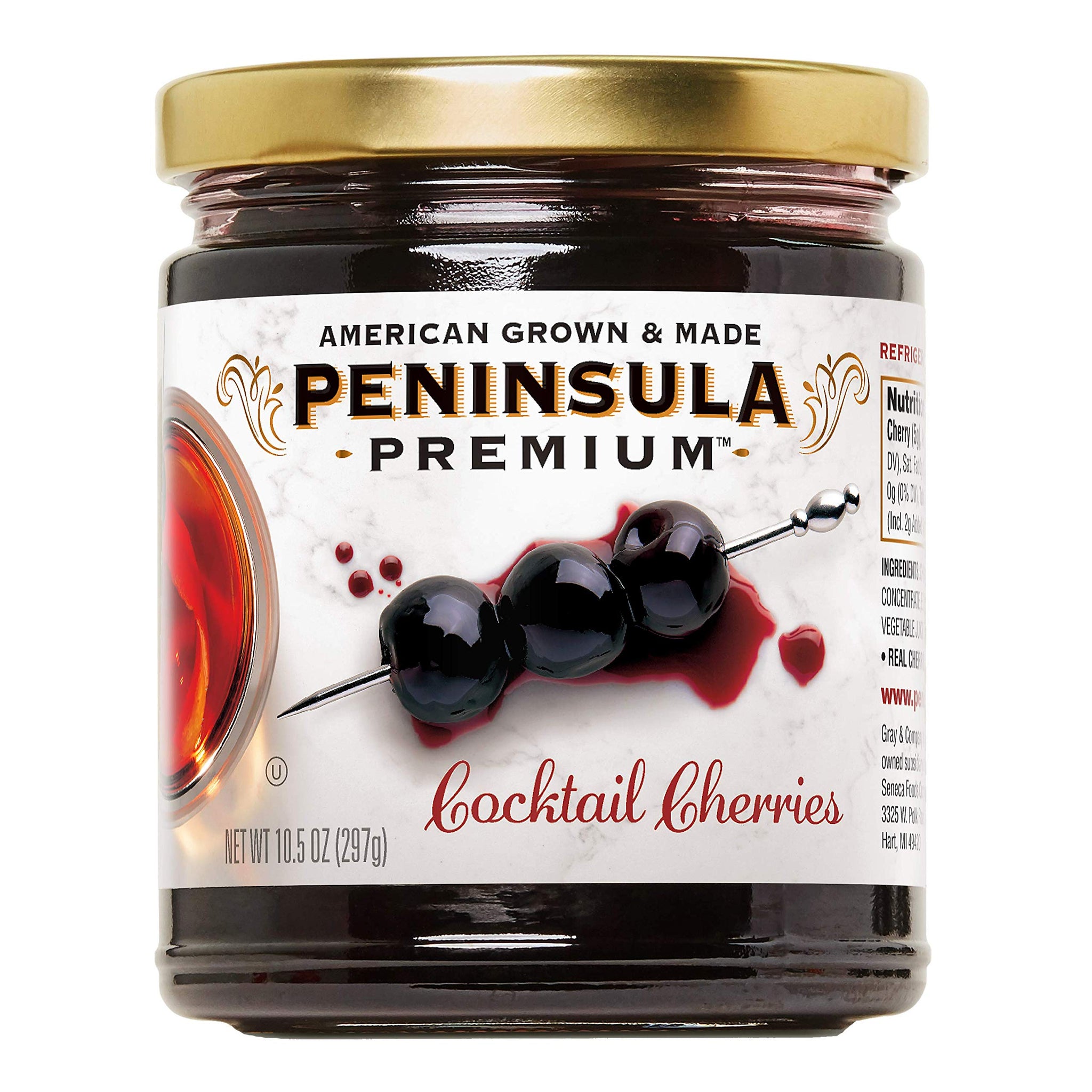 Peninsula Premium Cocktail Cherries | Award Winning | Deep Burgundy-Red | Silky Smooth, Rich Syrup | Luxe Fruit Forward, Sweet-Tart Flavor | Gourmet |