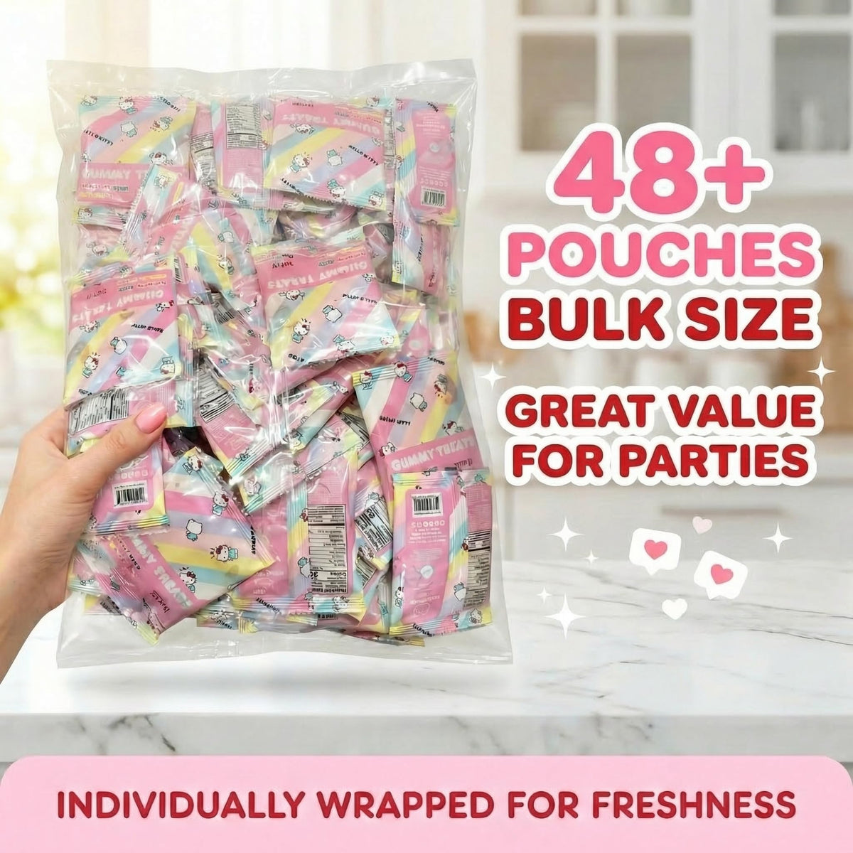 Cookie Dough Bites Hello Kitty Fruit Gummies Wrapped 2 lb Bag