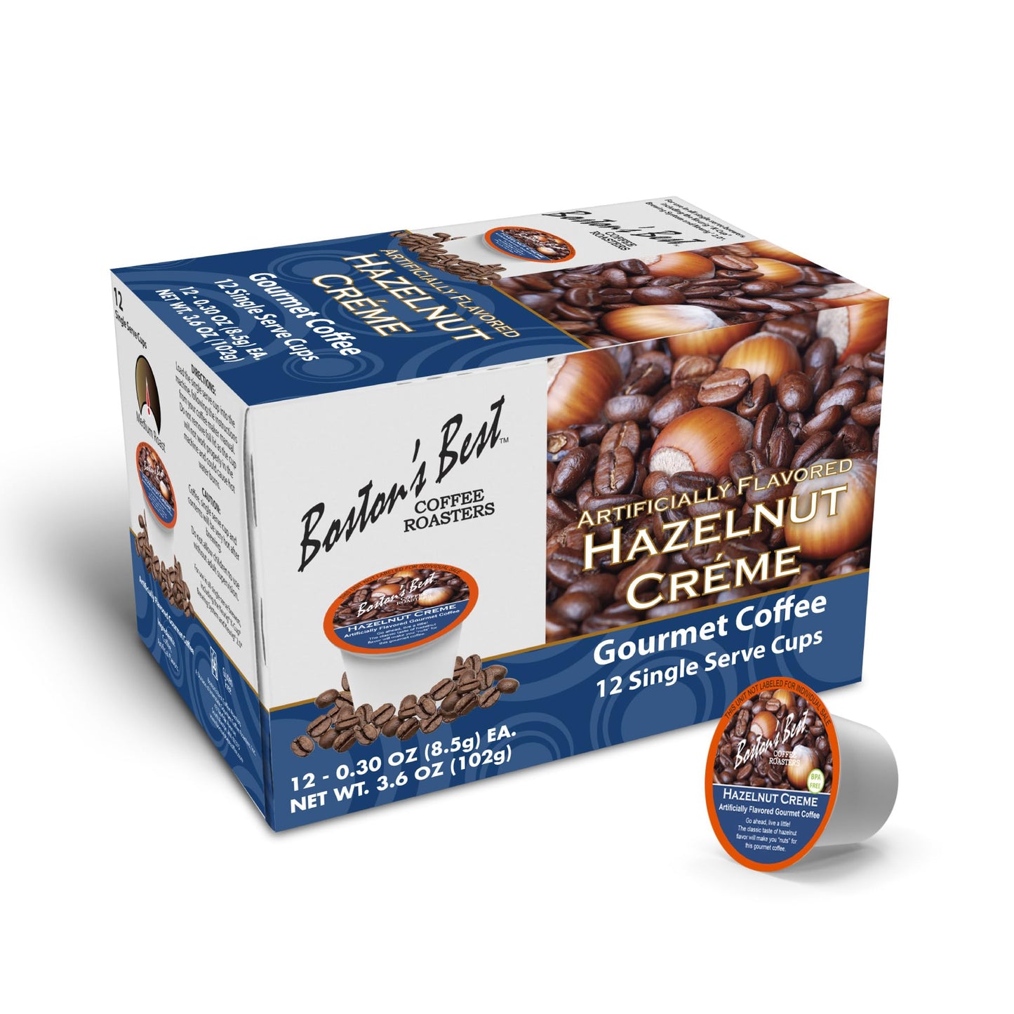 Boston’s Best - Hazelnut Creme Gourmet Delicious Medium Roast Coffee, Nutty Flavored, Compatible with Keurig CoffeeMaker, 1 Count (12 Single Serve