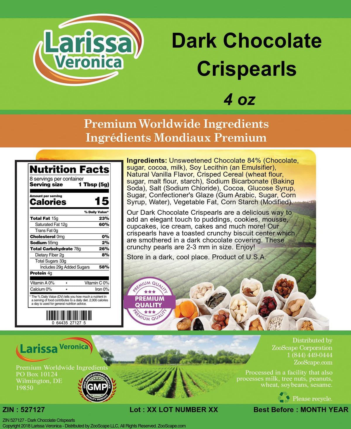 Dark Chocolate Crispearls (4 oz, ZIN: 527127) - 3 Pack
