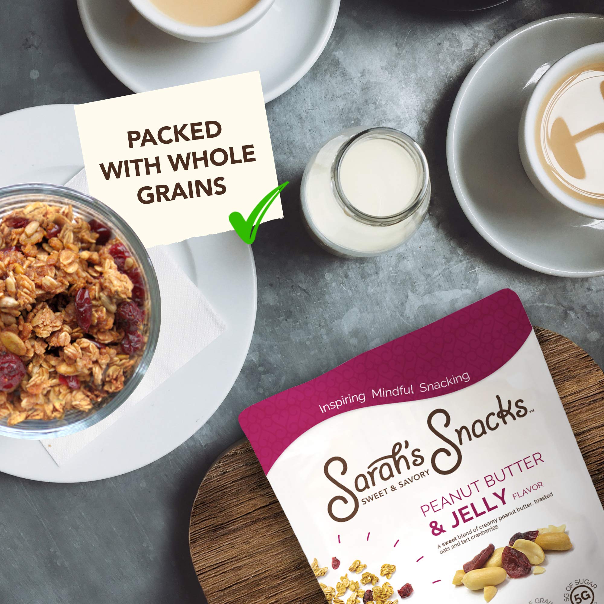 Peanut Butter and Jelly Snack Mix, Low Carb Granola, Non-GMO, Dairy Free, with Whole Grain Oats, Dried Cranberries, and Organic Cinnamon, Granola