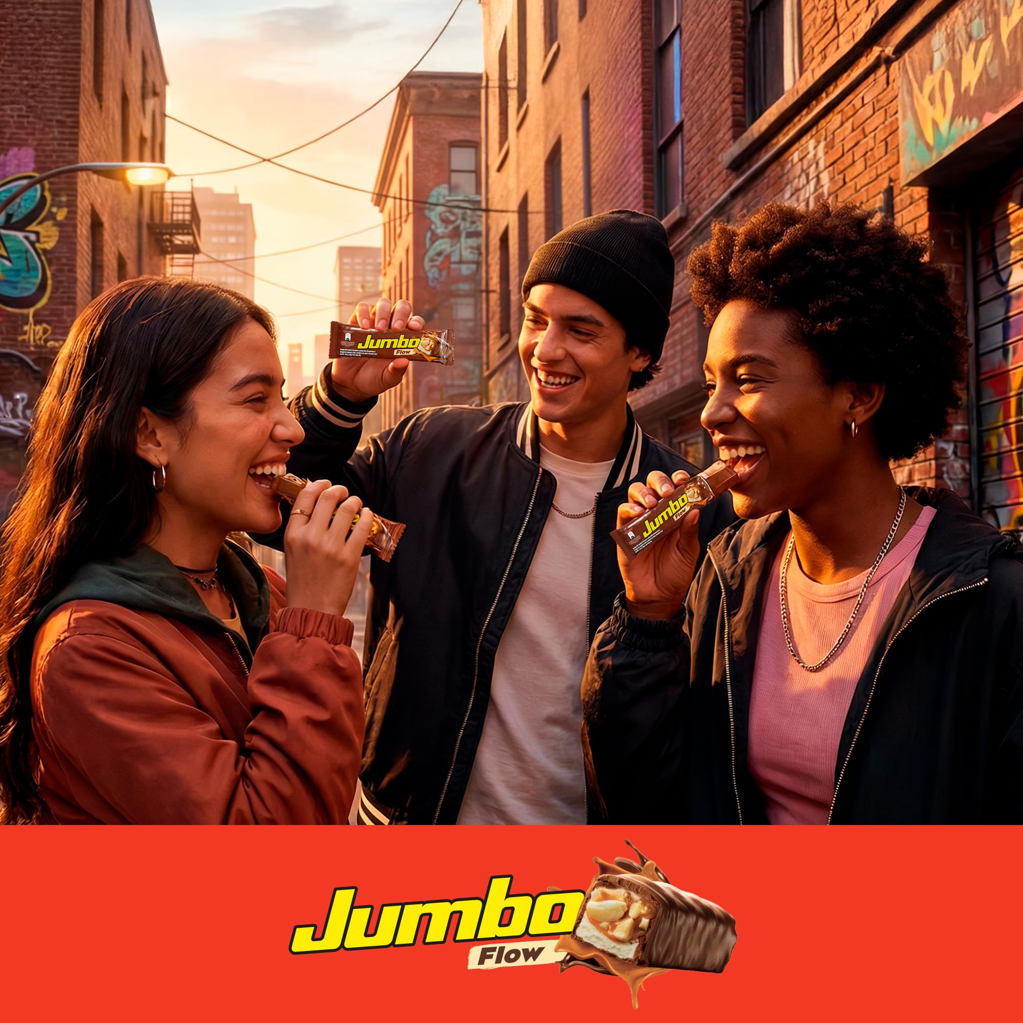 Jumbo Flow Chocolate Caramel Bar, Soft Chocolate & Crispy Peanut, 12 Individual Bars, 20.3 oz